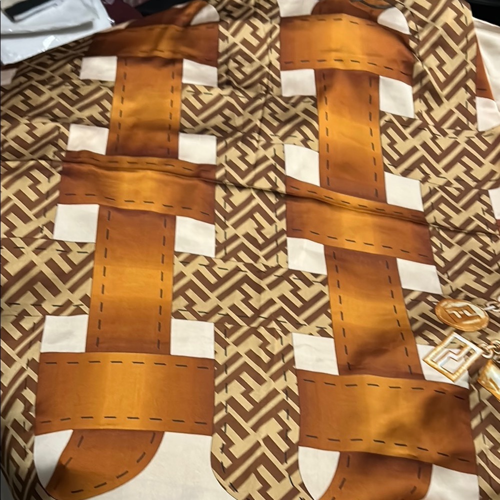 Brown and Orange Patterned Scarf
